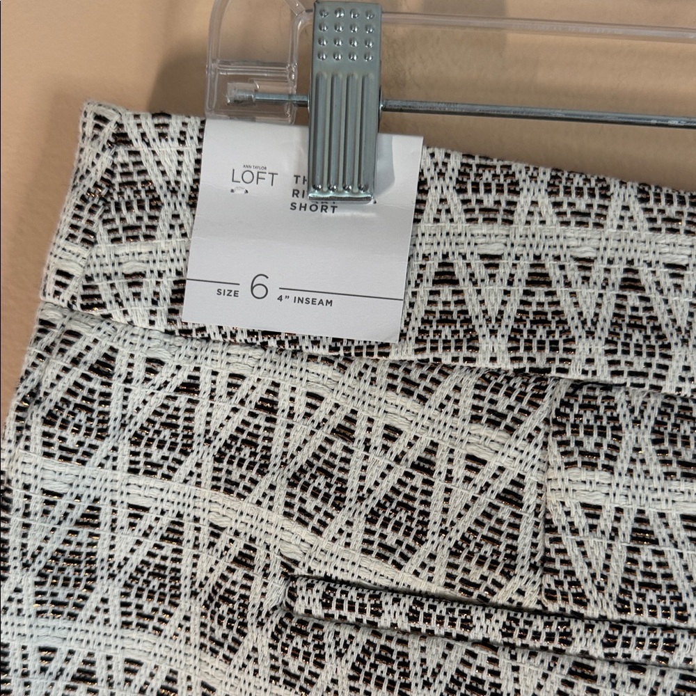 LOFT Black and White Geometric Bermuda Shorts - Picture 5 of 7